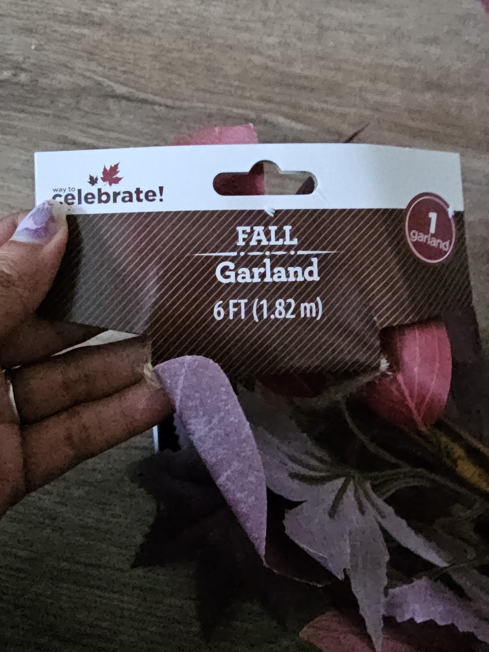 Way to Celebrate! Pink Fall Garland - Decorative 6 ft Autumn Leaf Garland